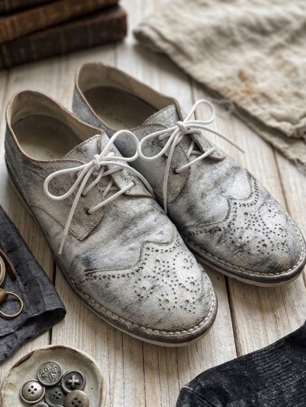 Marsèll Sancrispa D Silver Metallic Brogue Derby Shoes 38 (EU) Italian Artisan